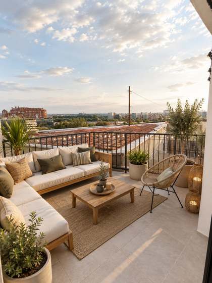 Terraza del ático con vistas abiertas al atardecer. (vivienda 5ºA)